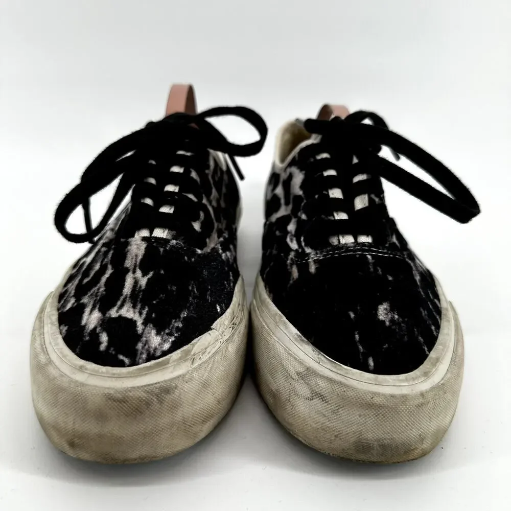 J. Crew Seavees Legend Velvet Sneakers Lace Up Platform Black Leopard 7